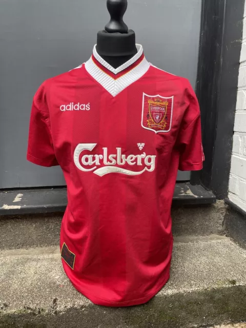 Vintage Liverpool LFC 1995-96 Home Football Shirt Jersey Adidas Red Size L