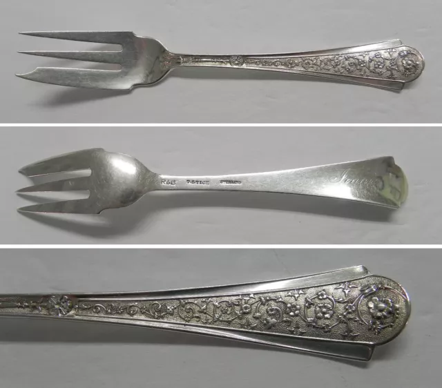 Gorham FLORAL 1865 Sterling Silver 5-3/8" Individual Pie Fork, Mono "Jennie"