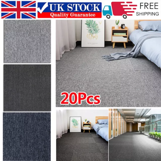 20x Carpet Tiles Commercial Retail Office Premium Flooring Self Adhesive Grey