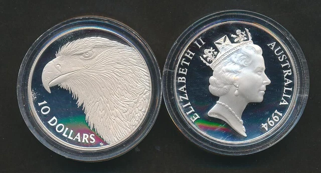 Australia: 1994 $10 Wedge Tailed Eagle Piedfort Silver Proof Issue price $88