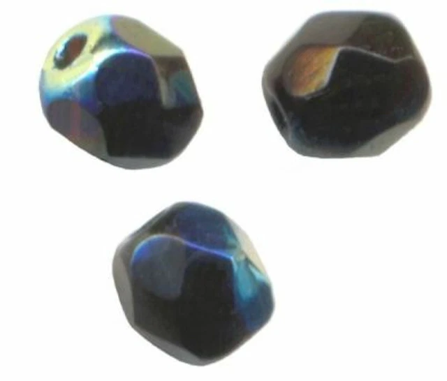 25 PERLES FACETTES DE BOHEME  6 mm JET AB port gratuit