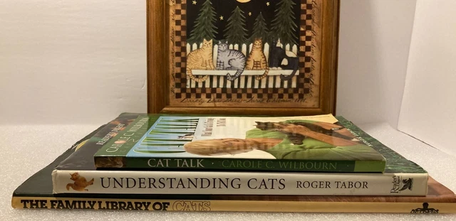 CATS CATS CATS! Darkly Blue Skys Print Three Cat Books