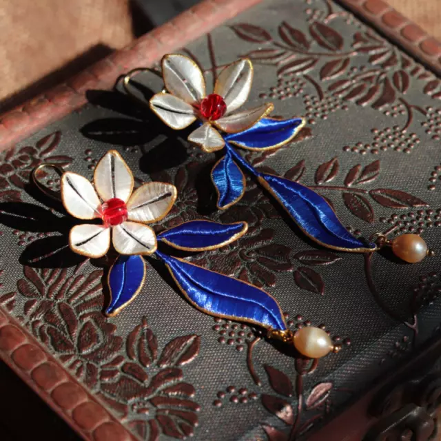 National Style Flower Earrings Chinese Hanfu Earrings Retro Hook Earrings Craft