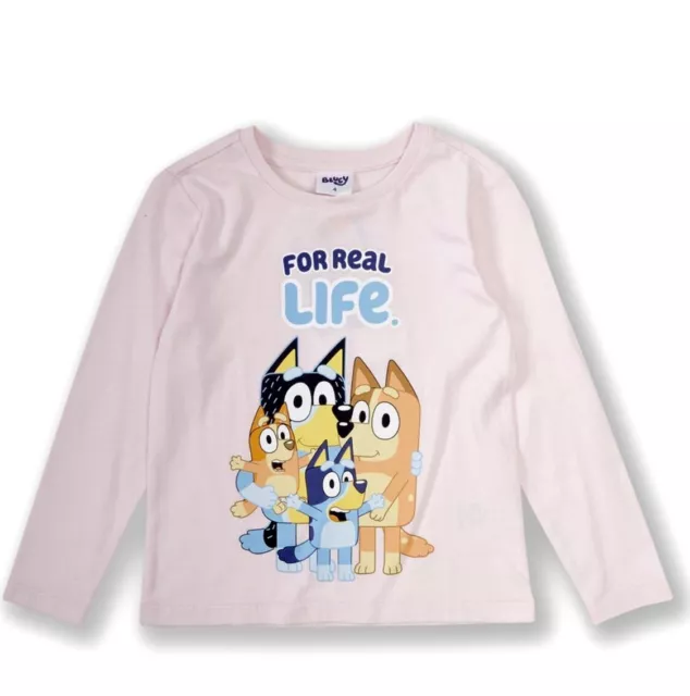 New Genuine Size 2 Bluey Pink Long Sleeve T-shirt Top Kids Girls