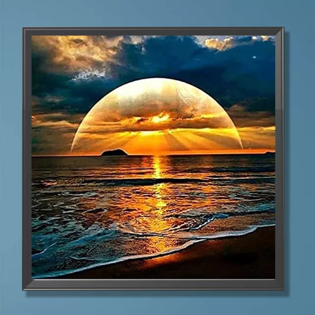 Paint By Numbers Kit DIY Oil Art Sunrise at Sea Picture Home Wall Decor 50x50cm