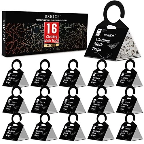 USKICH Clothes Moth Traps with Strength Pheromones |Sticky Glue Black-Clothes
