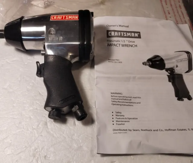 Craftsman Pneumatic Air Impact Wrench 1/2 inch drive MODEL# 875. 191183