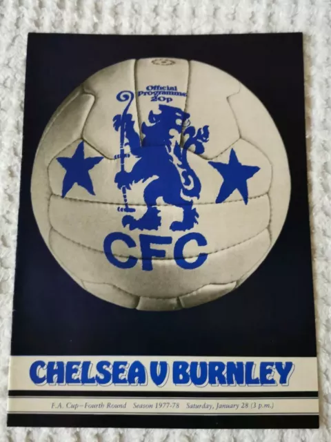 Chelsea v Burnley FA Cup 4th Round Programme 28/01/1978