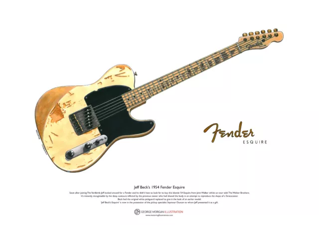 Jeff Beck's 1954 Fender Esquire ART POSTER A3 size