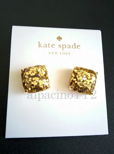 ~Kate Spade New York Gold Glitter Square Stud Earrings~