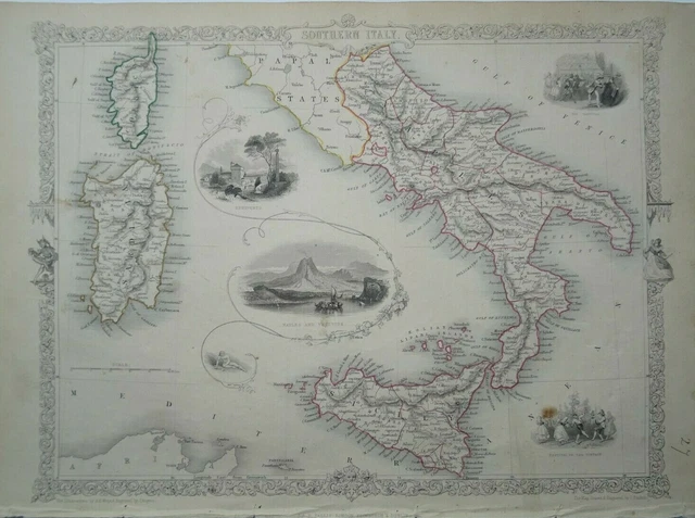 ANTIQUE MAP OF Southern Italy amp - Antique Map Of Southern Italy Sicily By.webp