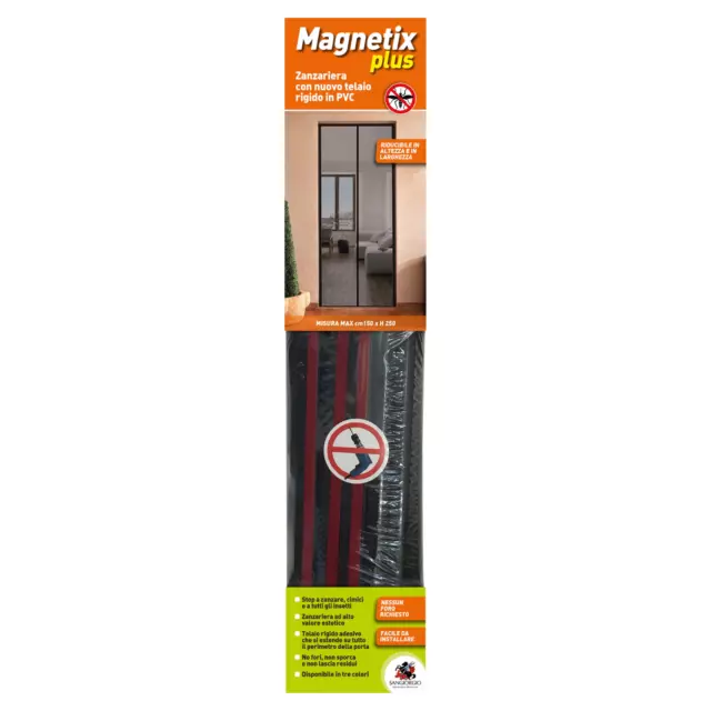 Zanzariera Magnetica Plus Tenda Cm 150X250 Calamita Telaio Rigido Pvc Riducibile