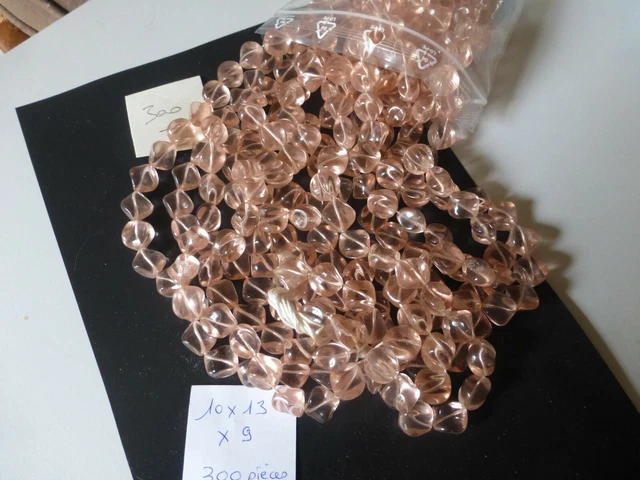 Lot De 340 Perles Vintage En Verre Rose Transparent - Pampilles Pour Création De Bijoux Ou Lustre