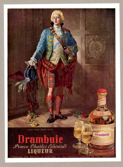 &amp;DRAMBUIE LIKÖR VINTAGE Werbung 1955 Bonnie Prince Charlie 10,75&amp;quot;&amp;quot; x 8 ...