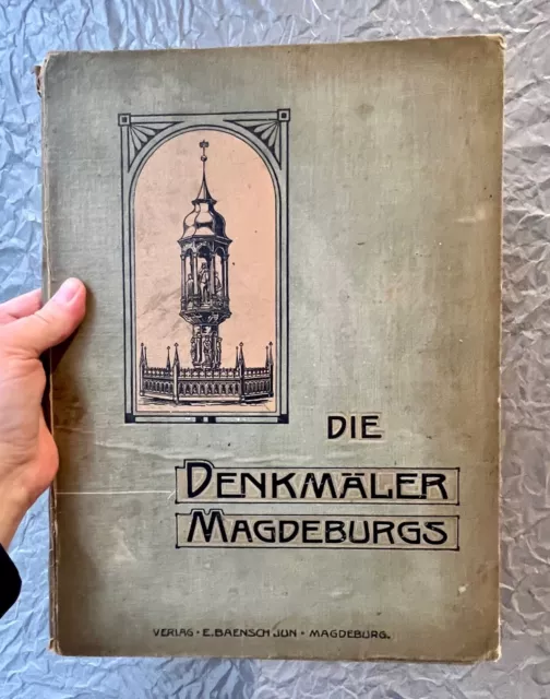 Alte antike Mappe: Die Denkmäler Magdeburgs - 16 schöne historische Grafiken  -