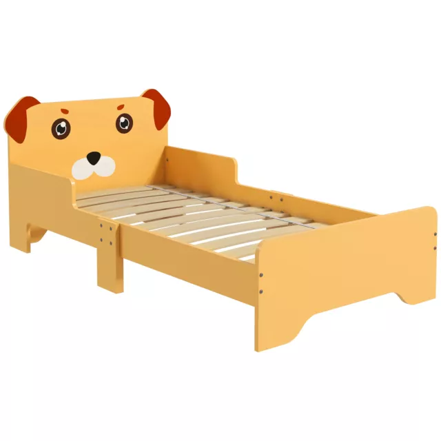 ZONEKIZ Toddler Bed Frame - Puppy-Themed Design for Ages 3-6 Years - Yellow