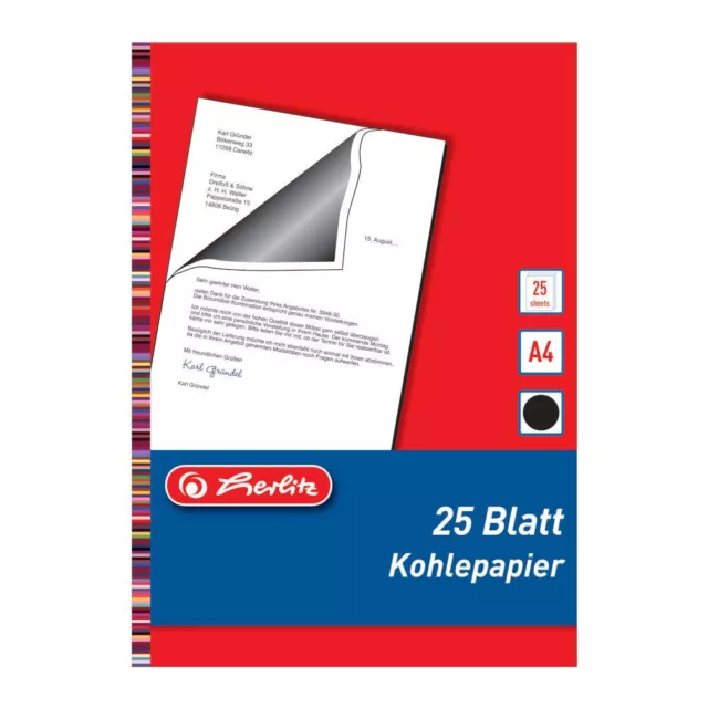 HERLITZ Kohlepapier DIN A4 schwarz 25 Blatt