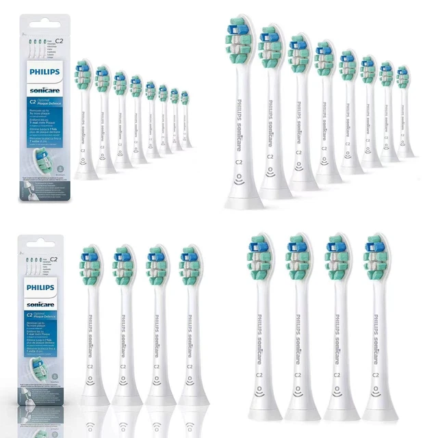 Paquete de 4/8 cabezales de cepillo de repuesto óptimos para defensa de placa Philips Sonicare C2