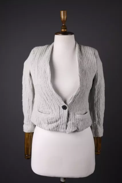 ISABEL MARANT ETOILE Gray Wool Tweed One Button Blazer Jacket Size 40