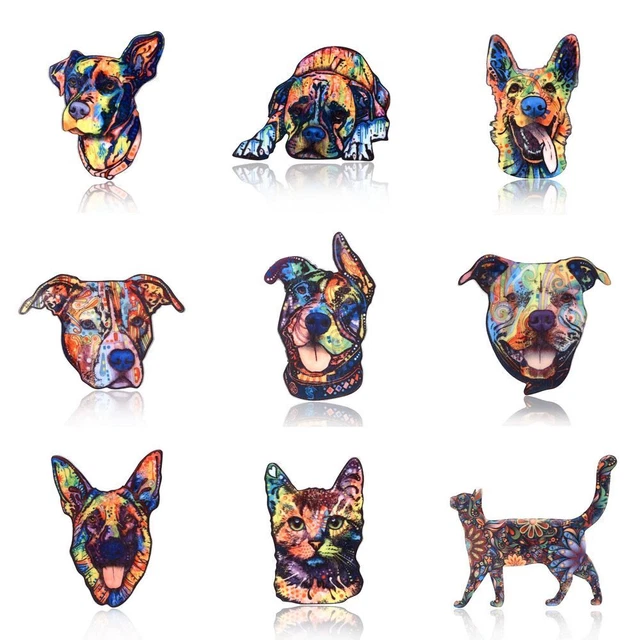 cappotto distintivi acrilico stampa fiore cane e gatto pin spille di animali