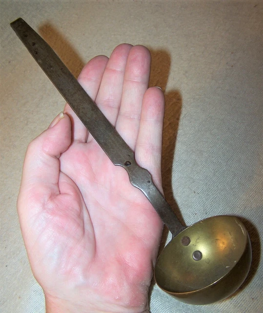 Fine Small Old Vintage Antique Tasting Ladle - Brass Bowl - Pennsylvania