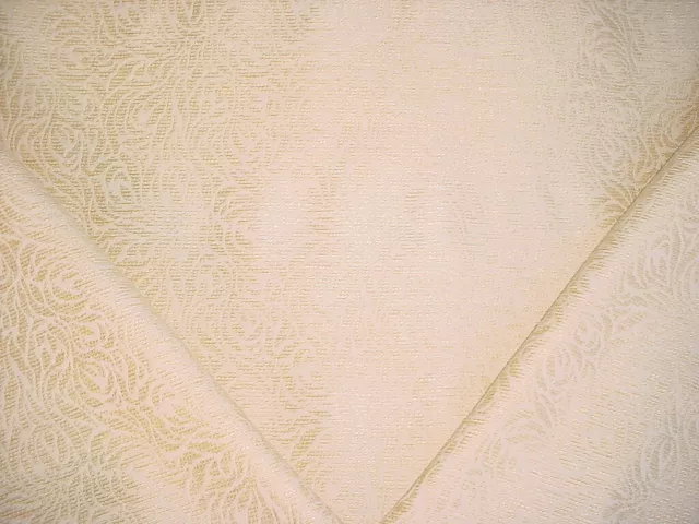 7-3/4Y Robert Allen Duralee Cream Floral Chenille Damask Upholstery Fabric