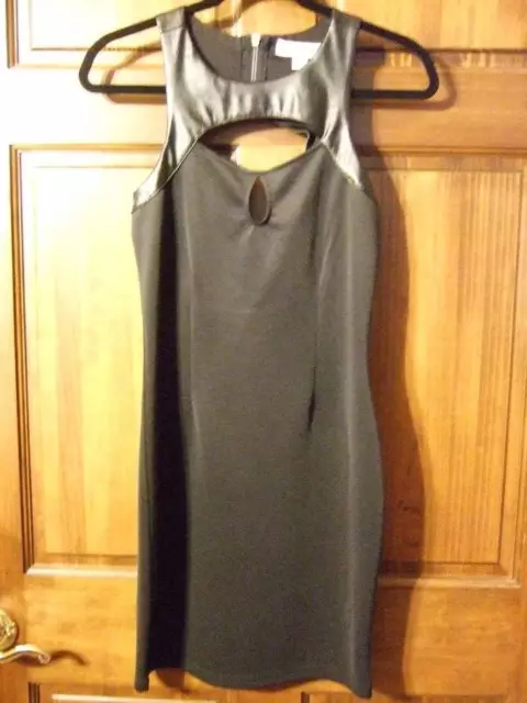 NWOT ~ NICKI MINAJ Black sleeveless dress  Faux leather  Back cut-out ~ Womens M