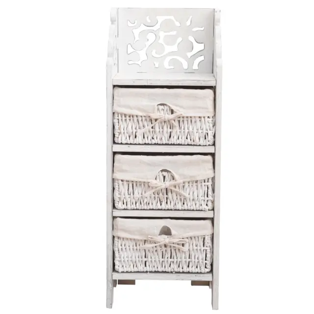 Shabby white cabinet decorated 1 door and 2 drawers - Mobili Rebecca