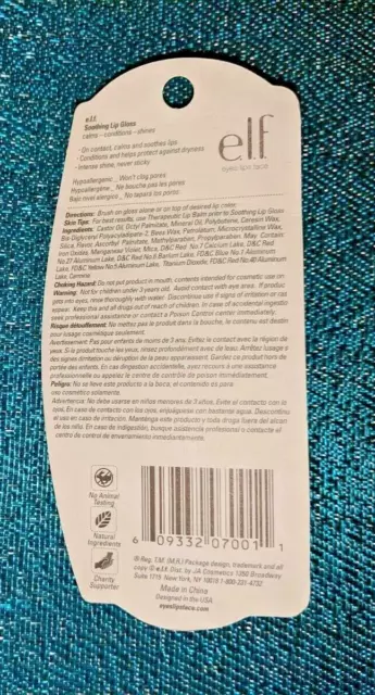 NUEVO #7001 Elfo CORTEZA AZÚCAR MENTA Calmante Brillo Labial Brillo DESCONTINUADO RARO 2