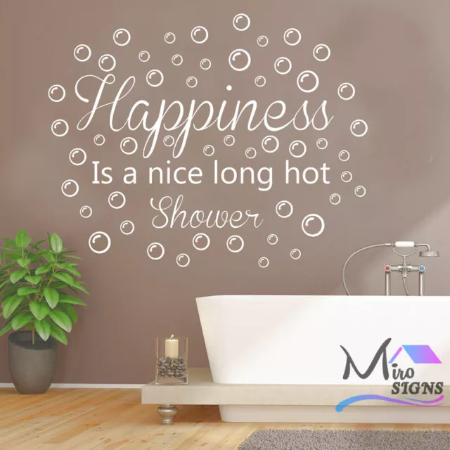 Happiness is a nice long hot shower Bathroom Wall Sticker Decal Quote