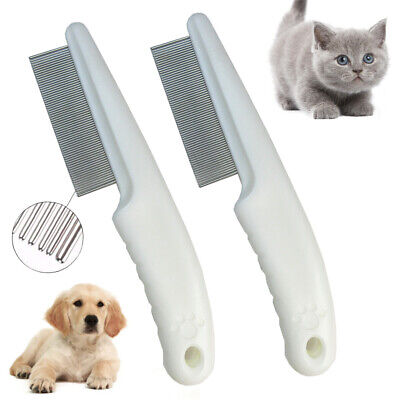 2 Pc Stainless Pet Flea Comb Brush Dogs Cats Grooming Pro Shampoo Shedding Rake