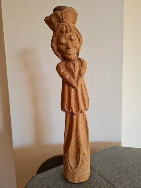 Geschnitzte Holzfigur / Holz Figur Mönch / Priester, Pfeiffer, Höhe ca 36 cm