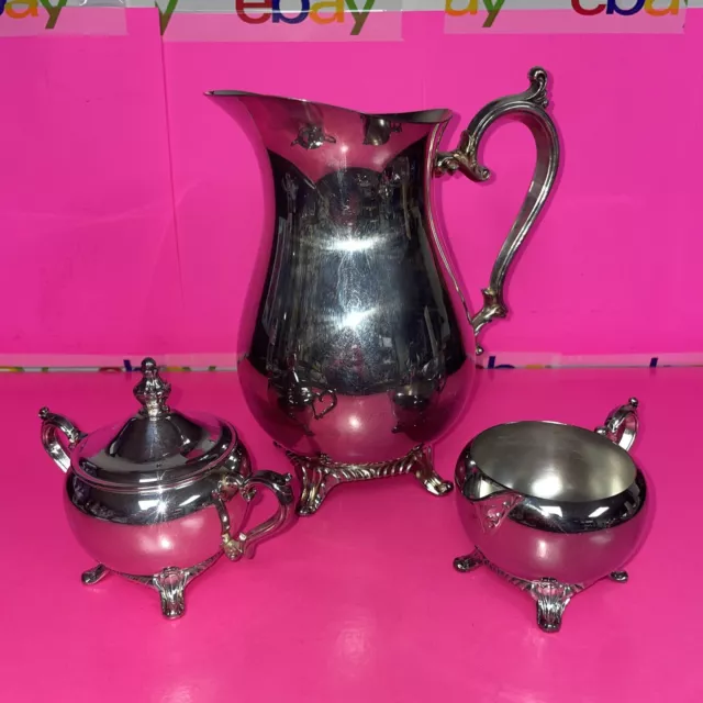 WM. Rogers #817 Water Pitcher Stamped Suger Holder Creamer Pitcher Unstamped vtg