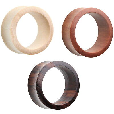 Pair - Organic Wood Double Flared Tunnels Plugs Eyelets Ear Gauges (2G-38Mm)