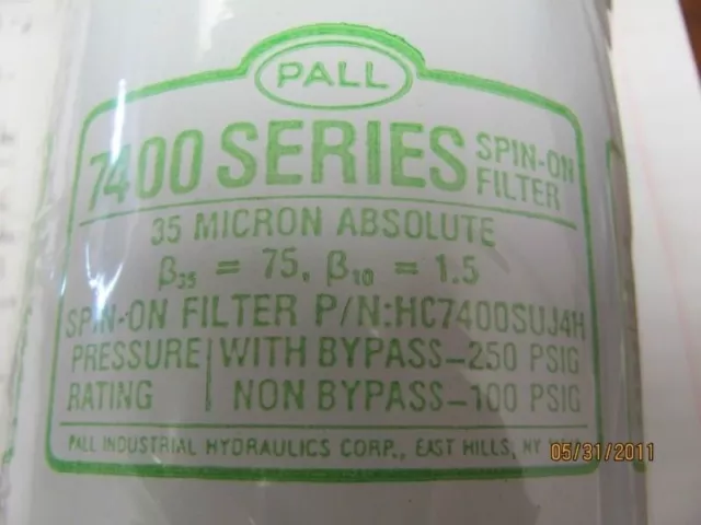 Pall 7400 Series HC74005UJ4H Spin On Hydraulic Filter