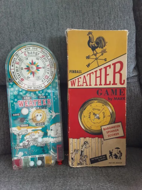 Marx Vintage 1950's Weather Pinball Game W/ Box