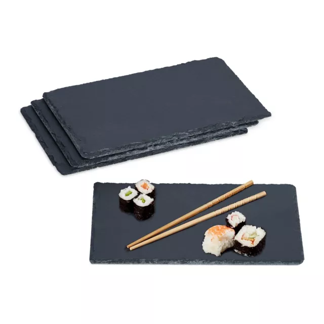 Bandejas pizarra Set 4 posavasos Platos sushi Platos para servir comida 26x16 cm