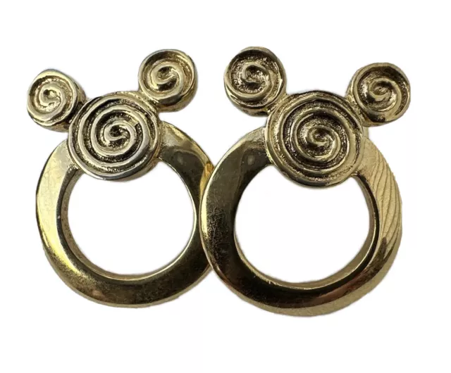 Chanel Coco Mark Earrings Gold Plated Color Stone Ladies 32.5mm x 32.5mm  Used