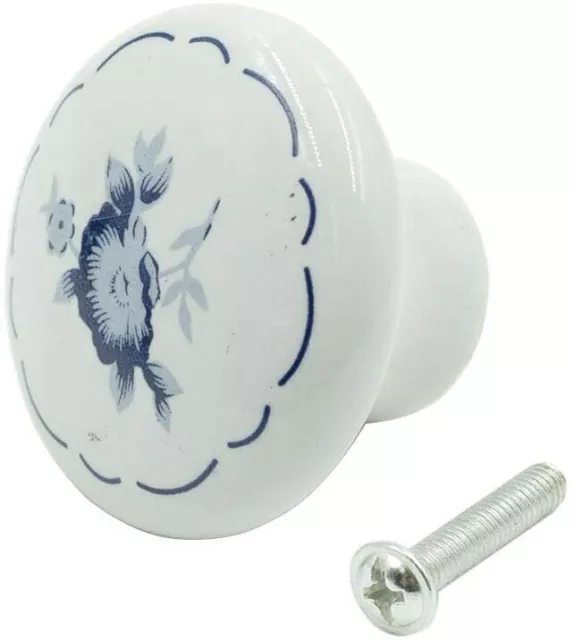9 Rannb Ceramic Knob Pull Handles Round Floral Hand Painted for Cabinet Drawers 3