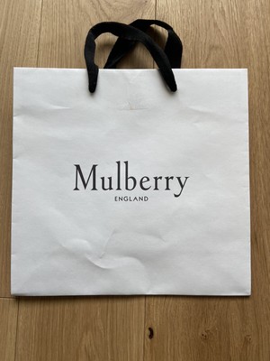 MULBERRY WHITE PAPER Meduim Gift Bag 28x26.5x10cm Fabric Handles £2.49