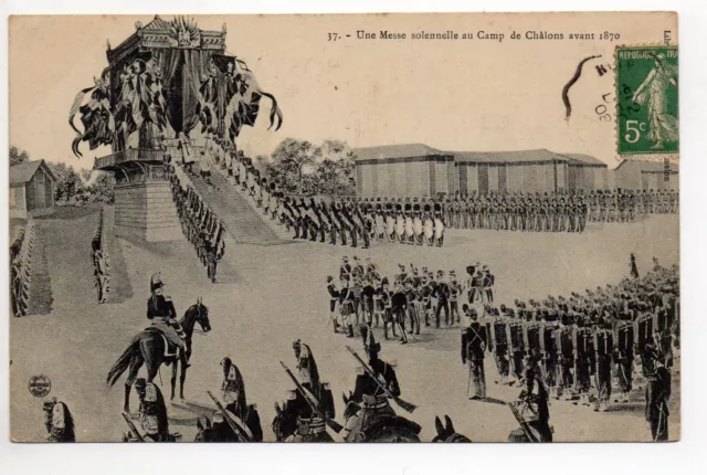 Thème VIE MILITAIRE CASERNES CPA 51 Camp de CHALONS une messe solennelle 1870
