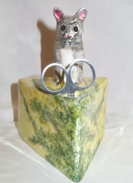 Babbacombe Pottery.   String Dispenser  Grey Mouse on Stilton Cheese