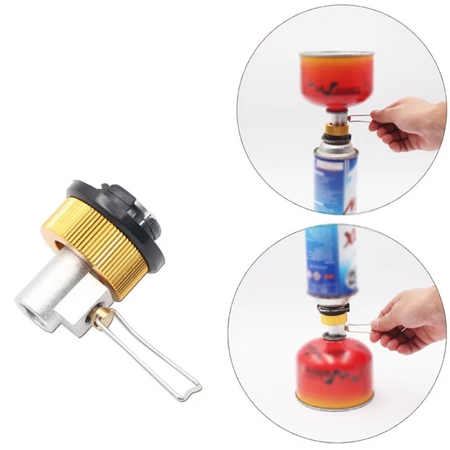 Adaptateur Bouteille Gaz Camping 3 Pièces - Convertisseur Butane Avec Verrouillage Auto Orange Rouge Or