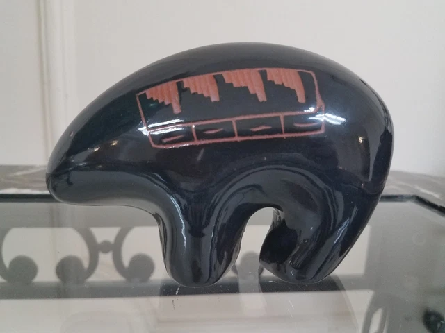 Acoma Pueblo Pottery Vintage pottery Animal-- Black Bear signed