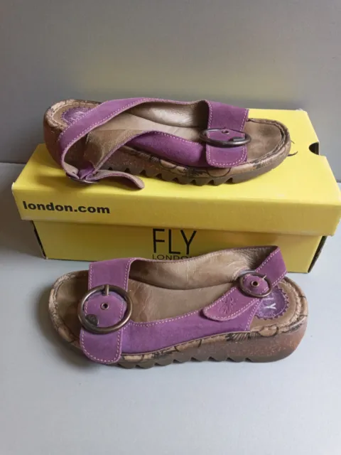 Fly London Tram purple suede buckle sandalsuk 5 eur 38