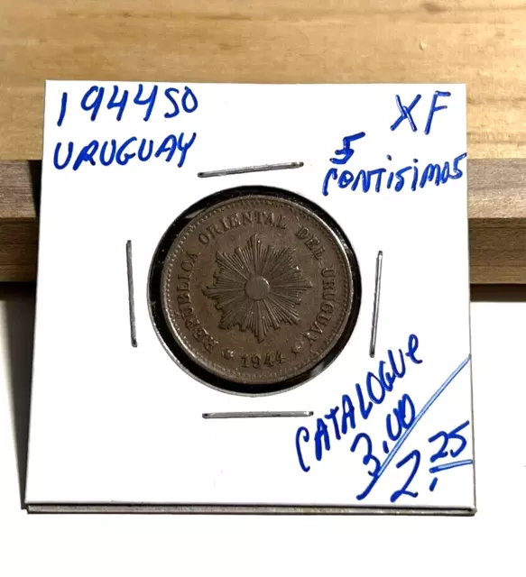 1944 So Uruguay 5 Centesimos XF (INV F)