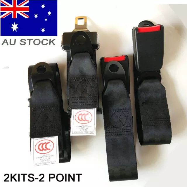 For Mitsubishi Car 2 Point Universal Seatbelt Kit Seat Lap Sash Belt Strap Black