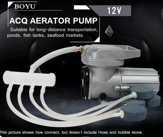 Aquarium Pond Hydroponics 60W Aerator Membrane, Air And Water Pump DC12V