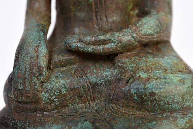 16th Century, Shan, Antique Burmese Bronze Seated Buddha 4