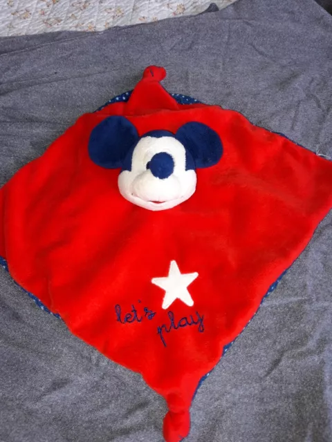 DPD/Doudou plat Mickey rouge bleu étoile Let's Play DISNEY etiquette marque coup